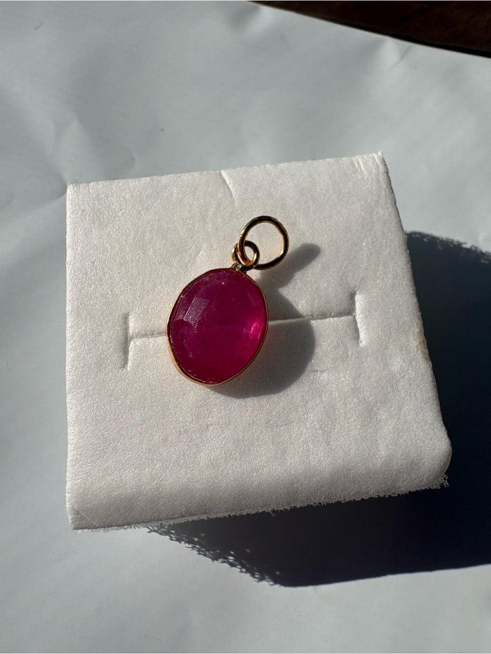18k gold Ruby Pendant Charm with Gold bail